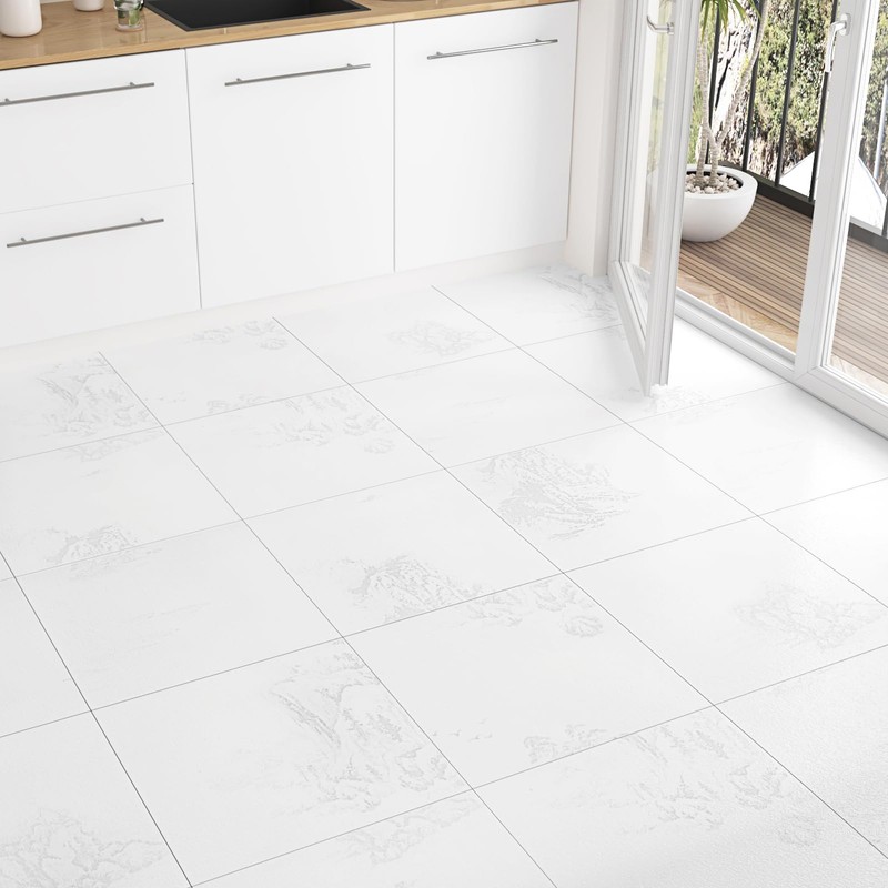 WESTICK 20-Pack White Marble Peel and Stick Floor Tile Bathroom