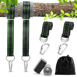 Set of 2 Swing Attachment Tree and Hammock Attachment 150 cm x 5 cm Holds 900 kg for Hanging Chair Swing Suspension Includes 2 Carabiners, D-Rings, with Tree Protection Padding, Storage Bag