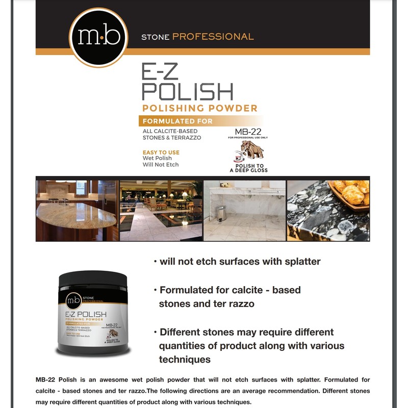 Stone Professional E-Z Polish Polishing Powder, 1 LB, for Calcite-Based
