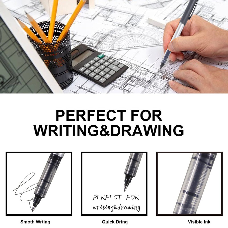 Black Ballpoint Pen, Pack of 25 Rollerball Pens, 0.7 mm