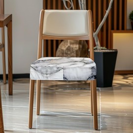 Garucesta Dining Chair Seat Covers Set of 6 Replacement Seat Cover for Dining Room Chair Washable Removable Decorative Chair Cushion Slipcover Protector for Kitchen Office Decor, Marble Gray White