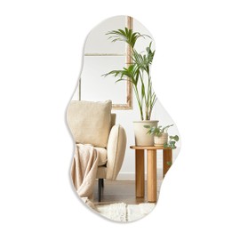 PERFNIQUE Irregular Wall Mirror Asymmetrical Mirror, 43''x24'' Decorative Modern Mirrors for Bathroom Bedroom Living Room Entryway, Cloud Frameless Mirror, Wall Mounted(43''x24'', Cloud)