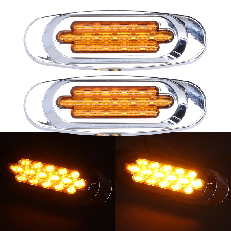 Pair 16LEDs Taillight Electroplated Trim Side Marker Auto External Lamps