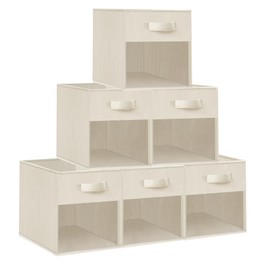STORAGEIDEAS Storage Bins with Clear Window, 11x11 Storage Cubes, Collapsible Cube Storage Box, Fabric Closet Organizers with Handles for Home, Office, Shelf, Closets, Living Room, Beige, 6 Pack