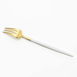 Kuchipol GOA White Matte Gold Pastry Fork