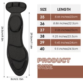WLLHYF 2 Pair Shoe Insoles Breathable Sponge Heel Insoles with Heel Grips Shearable Heel Cushions High Heel Inserts for Women Loose Shoes Metatarsal Arch Foot Pain