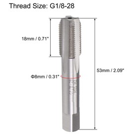 TA-VIGOR Pipe Thread Tap G1/8, HSS 4 Straight Flute Taper Plug Metric Tap, H2 Tolerance Tapping Threading Machinist Repair DIY Tool