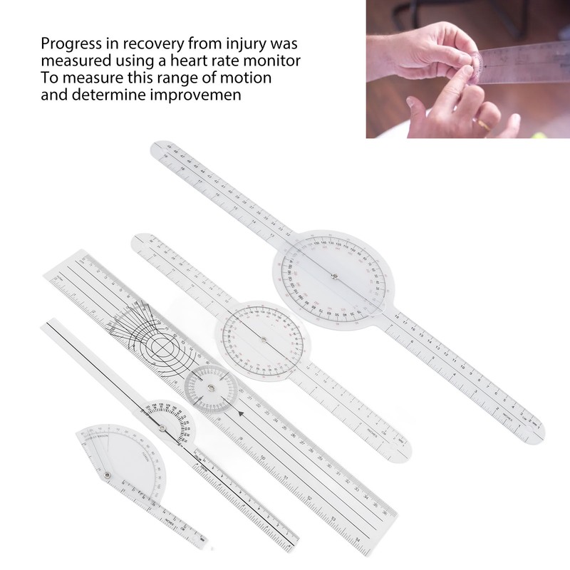 5Pcs Medical Goniometer Transparent Plastic Multifunction Joint Goniometer Set Kit