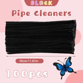ZXIIXZ Pipe Cleaners Craft, 100 Pcs Black Chenille Stems Bulk Pipe Cleaners Craft Supplies for Festivals Art DIY Home Decorations