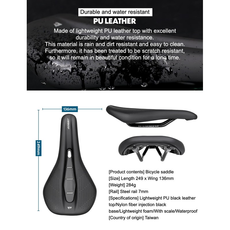 GORIX Bicycle Saddle Wide Shock Absorption Waterproof Abrasion Resistant Mountain