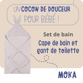 Noukie's - Terry Bath Set - Hooded Bath Towel + Glove - Mocha - Light Pink