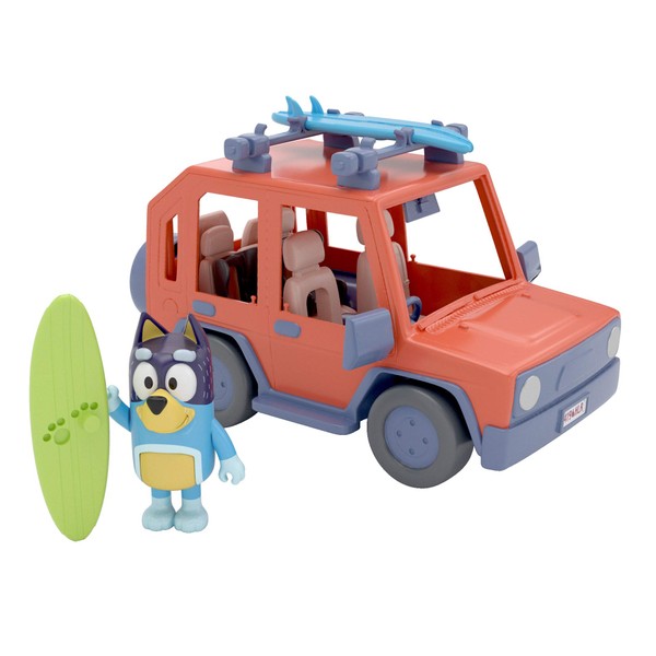 Bluey, 4WD Family Vehicle, with 1 Figure and 2 Surfboards | Customizable Car - Adventure Time | for Ages 3+