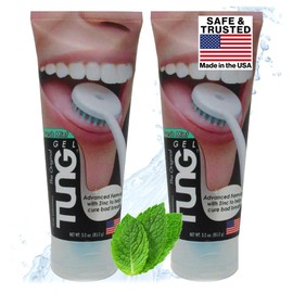 Tung Tongue Gel, Fresh Mint Tongue Cleaner Paste, Bad Breath Odor Eliminator, Halitosis Defense, BPA Free, USA Made (2-Pack)
