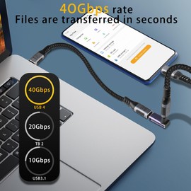 GELRHONR Right Angle USB-C Coupling 240 W, USB C Female to Female Adapter, 40 Gbps Charging and Synchronisation Thunderbolt 3 Compatible Extension Plug for Laptop 2 Pack (Angle Coupler)