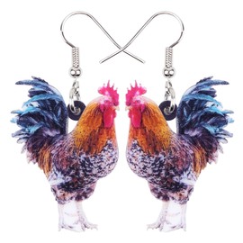 DOWAY Cute Chicken Hen Rooster Earrings Acrylic Dangle Jewellery for Women Girls Funny Party Gifts, Acrylic, No Gemstone