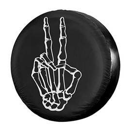 Skeleton Peace Spare Tire Cover Waterproof Dust-Proof Wheel Tire Cover Fit for Jeep,Trailer, RV, SUV and Many Vehicle 17 Inch