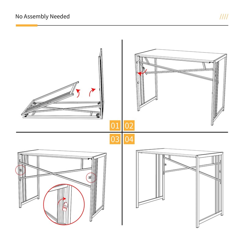 Lutown-Teen Small Folding Desk 32 inch, No Assembly Required Small