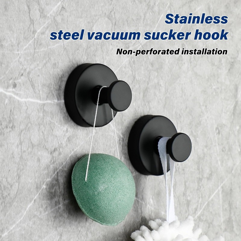 fentar Stainless Steel Suction Cup Hooks for Shower, Bathroom, Kitchen,