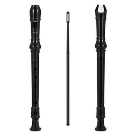 Soprano Recorder Instrument German Fingering 8 Hole Flute, Recorder Instrument for Beginners Student (Black)