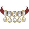 Aheli Crystal Pearl Collar de gargantilla nupcial étnica con aretes
