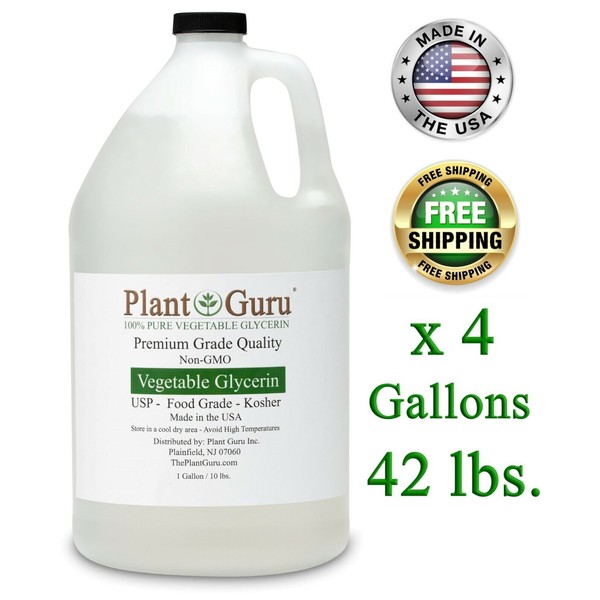 Vegetable Glycerin Bulk 4 Gallons 42 lbs. USP 99.9 % Pure Food Grade VG Liquid