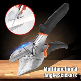 Miter Shear Cutter ，Gasket Shears Multi Angle Miter Shear Cutter Hand Tools 45°-135° Trunking Scissors Trim Cutter for Cutting PVC PPR PE Pipe,Branch,Wire Including 10 Spare Blade