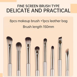 COYUN 8Pcs Eyeliner Pinsel Set mit Ledertasche, Lidschatten Pinsel Pinsel Abgewinkelter Dünn, Professioneller Augenbrauen Pinsel Präzise Make Up Eyebrow Brush für Eyeliner Augenbrauen Kosmeti Anfänger