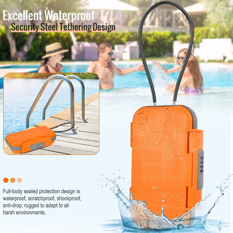 HUANLANG Portable Safe Lock Box with Combination Lock Mini Beach