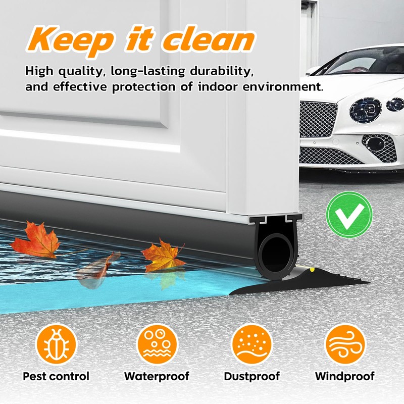 Jin&Bao Garage Door Bottom Seal with Pre-drilled Aluminum Track Retainer