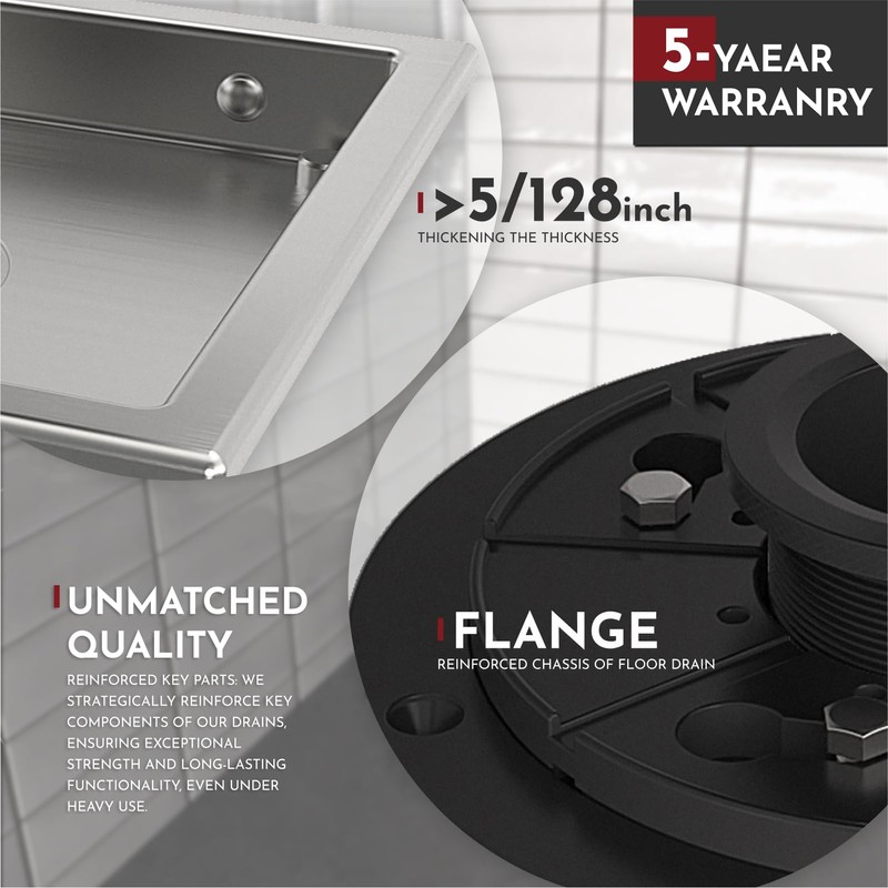 WEBANG 6 Inch Square Shower Drain Brushed Floor Drain with