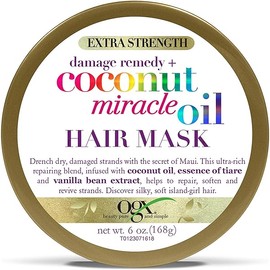 OGX Extra Strength Damage Remedy + Coconut Miracle Oil Hair Mask, Extra Hydrating & Softening Anti-Frizz Treatment to Help Repair Hair, Paraben-Free, Sulfated-Surfactants Free, 6 oz