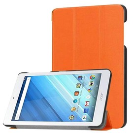 Ultra Slim Folio Stand Luxury Leather Case with Sleep Wake Up Function Smart Cover for Acer Iconia One 8 B1-850 B1-860 B1-870 / One8 B1-860A 8" (Orange)