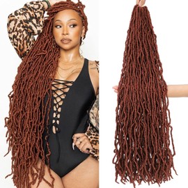 36 Inch Faux Locs Crochet Hair 6Pscks New Soft Locs Crochet Hair Pre Looped Long Synthetic Goddess Locs Crochet Braiding Hair Extension for Black Women (350#, 36Inch (Pack of 6))