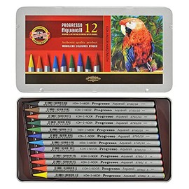 Koh-I-Noor Hardtmuth Progresso Watercolour, Set of Woodless Watercolour Coloured Pencils 8782 12 Pieces by Koh-I-Noor Hardtmuth
