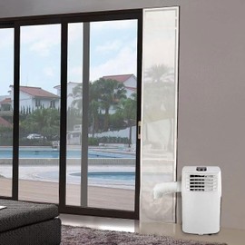 HOOMEE Door Seal for Mobile Air Conditioners with Sewn-on Exhaust Hose Extension for Increased Cooling Performance, for Attaching to Vertical Sliding Doors, Can Be Cut to 4 Lengths 232 x 35 cm