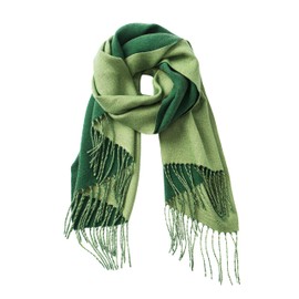 CALVIN & OLIVIA Women's Fall Winter Scarf Thick Classic Plaid Scarf Wrap Warmth Soft Oversized Cashmere Feel Scarves Two Tone Green Lime