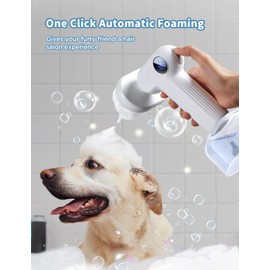 FEELNEEDY Automatic Foaming Soap Dog Bath Brush, Foaming Dispenser with Soft Silicone Massage Dog Shampoo Brush, One-Click Deep Cleaning Dog Washing Brush for Short and Long Haired Pet, White