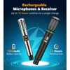 Powplur UHF Wireless Microphones, Rechargeable Dual Handheld Microphones with 1/4"