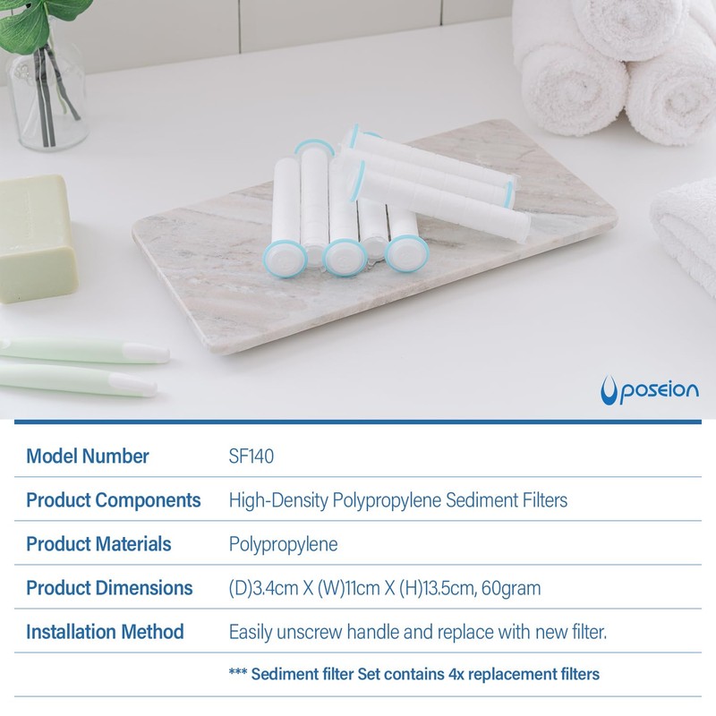 POSEION Shower Head Sediment Filter – 4 Replacement Showerhead Filters