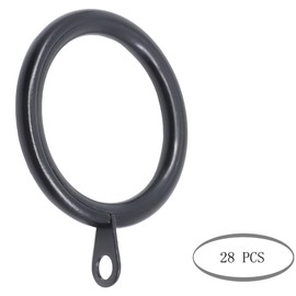 Meriville 28 pcs 1.5-Inch Inner Diameter Metal Curtain Rings with Eyelets, Fits Up to 1 1/4-Inch Rod (Set of 28 with Insert, Black)