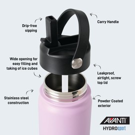 Avanti HydroSport Sipper Insulated Water Bottle, 550ml - Lavender