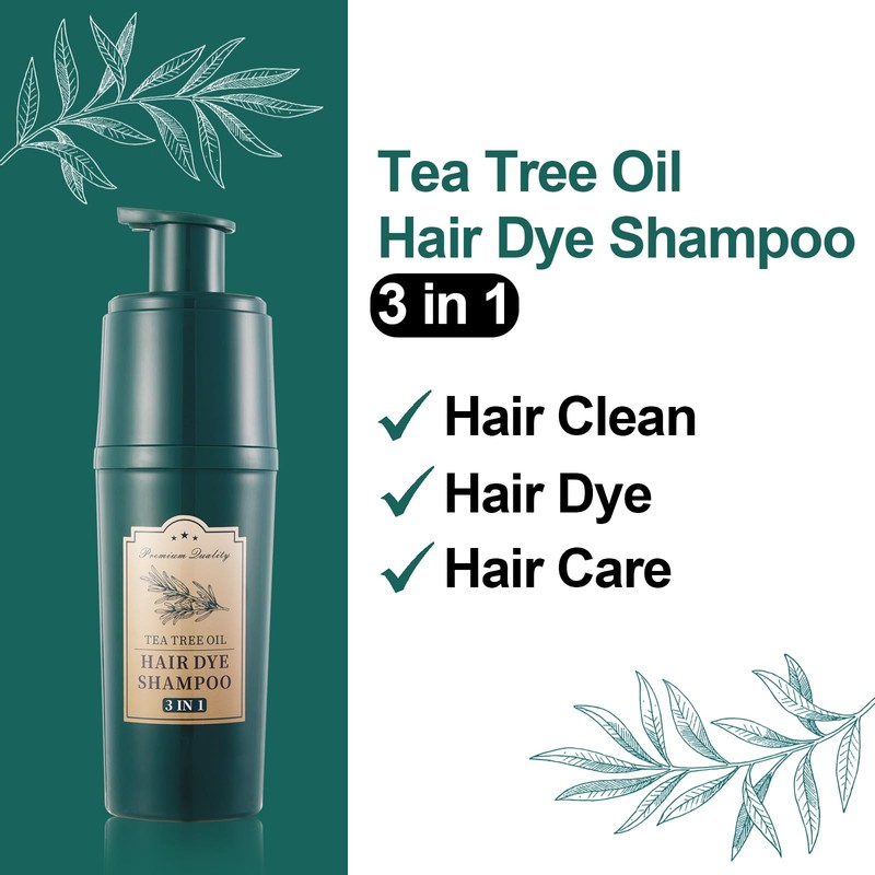 Yocisku Tea Tree Hair Dye Shampoo 3 in 1, Gray