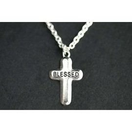 Cross CHRISTIAN CROSS RELIGIOUS charm 20" Chain 925 Sterling Silver plated Necklace