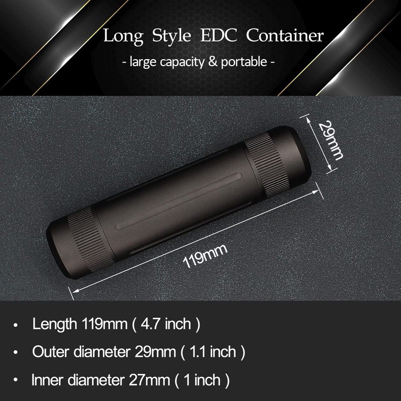 Aluminium Alloy Air-Tight EDC Accessory Case, Pill Fob Capsule Keychain,
