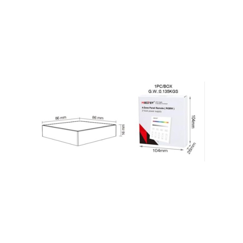 MiBOXER B3 4-Zone Panel Remote RGBW, 2.4G Panel Remote Controller