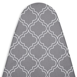 Encasa Fundas para tabla de planchar (14 x 42 pulgadas) con cordón de ajuste con acolchado de fieltro grueso de 3 mm, fácil ajuste, resistente a las quemaduras, impresas, azulejos grises