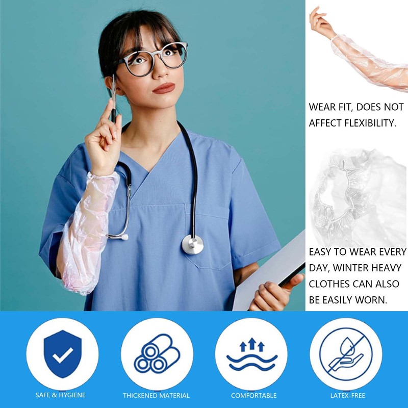 BringLucky 100Pcs Disposable Arm Sleeves Covers Durable Plastic Disposable Sleeves