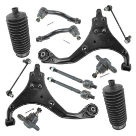 Front Steering & Suspension Kit Ball Joint Control Arm Steering Rack & Pinion Bellow Sway Bar Stabilizer Link Tie Rod Compatible with 2005-2009 Hyundai Tucson 2005-2010 Kia Sportage