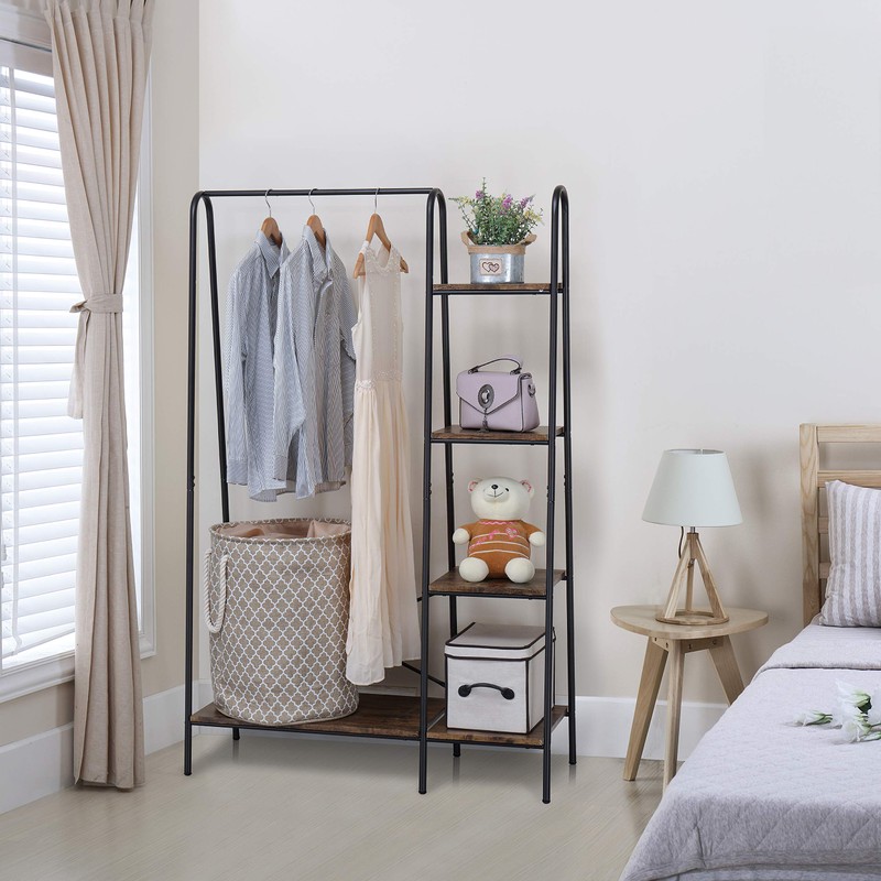 Finnhomy Rustic Clothes Rack, Clothing Rack for Hanging Clothes Heavy