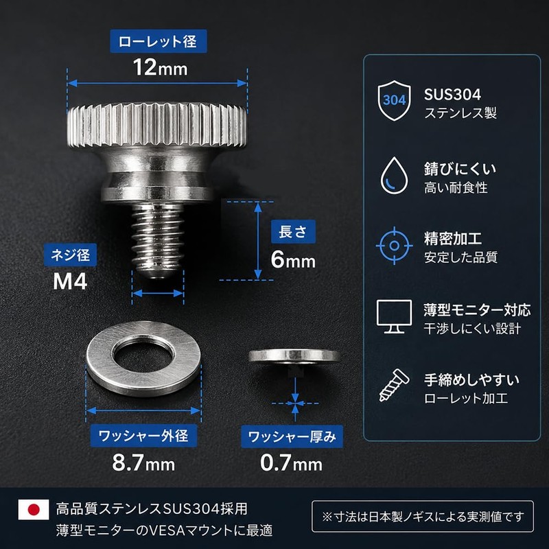 BLOOM SPIRITS VESA Monitor Screws, M4 x 6 mm, Set